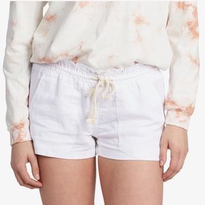 White Roxy Oceanside linen beach shorts. Size L